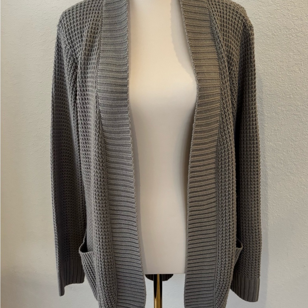 Saodimallsu Women’s Loose OpenFront Grey Knit Long Sleeve Cardigan with Pockets